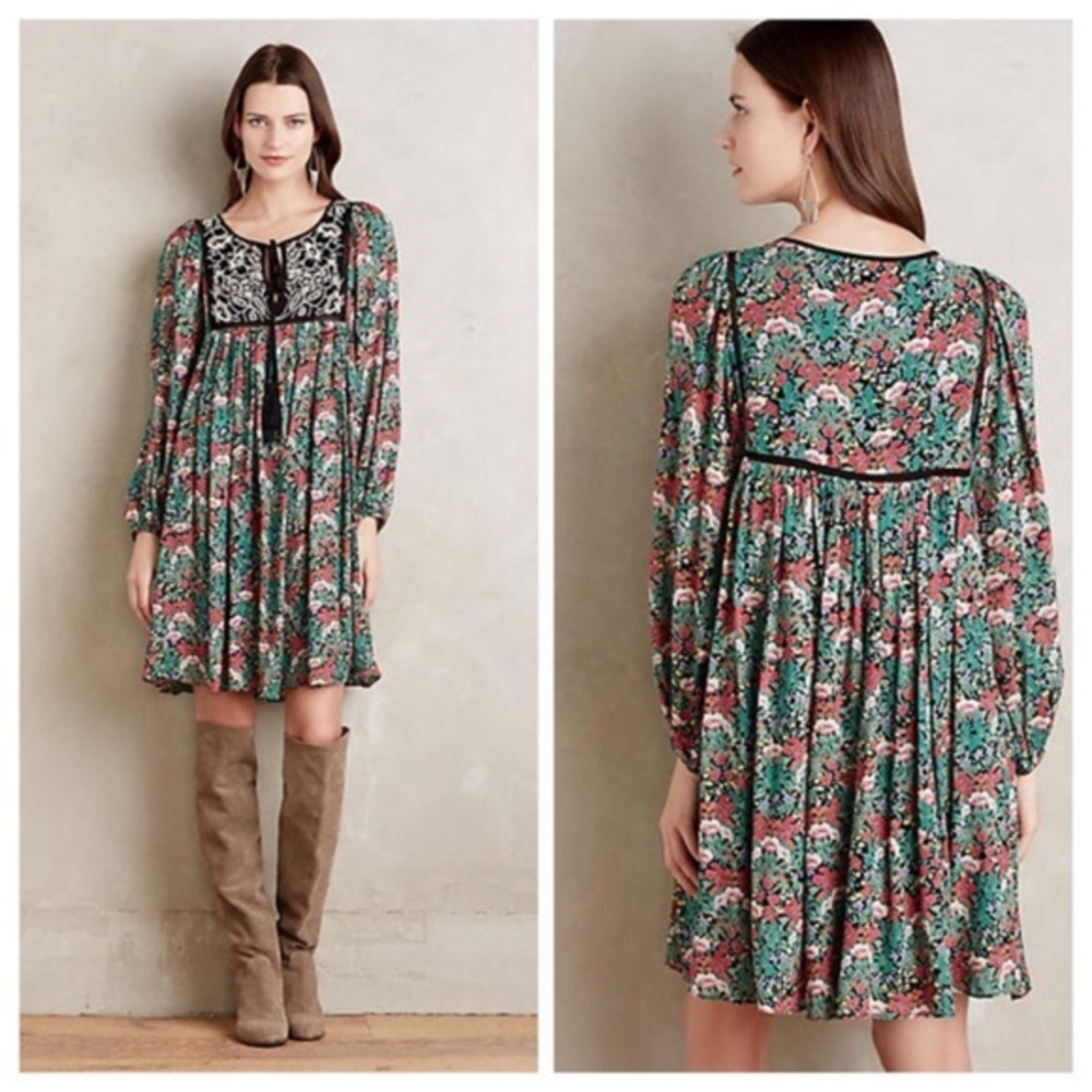 Floreat Black Floral Boho Dress size Small